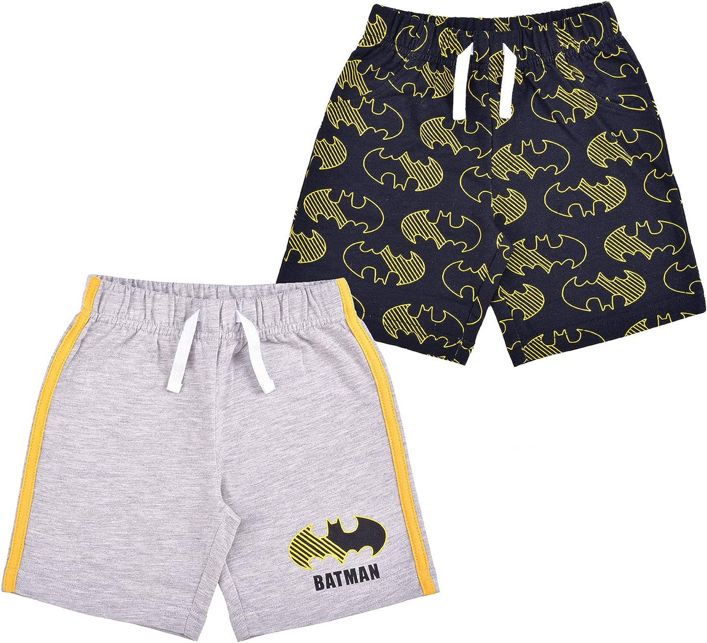 BATMAN Warner Bros DC Comics Boys Shorts 2 Pack for Toddler and Little Kids ? Black/Grey