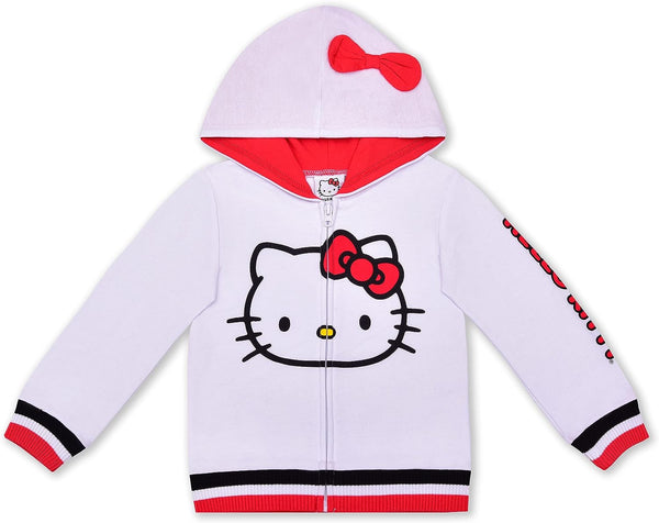 Hello Kitty Girls Zip Up Hooded Sweatshirt for Infant, Toddler and Little Kids ? Red/White