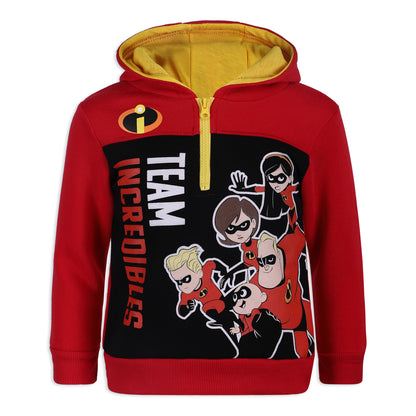 Disney The Incredibles Boys Half Zip Up Hoodie for Toddler and Little Kids – Red