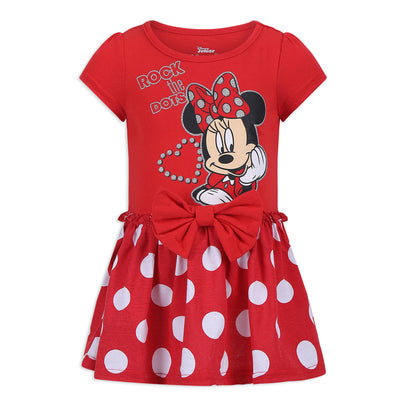 Disney Minnie Mouse Girls’ 2 Pack Dresses with a Bow for Newborn and Infant –  Red