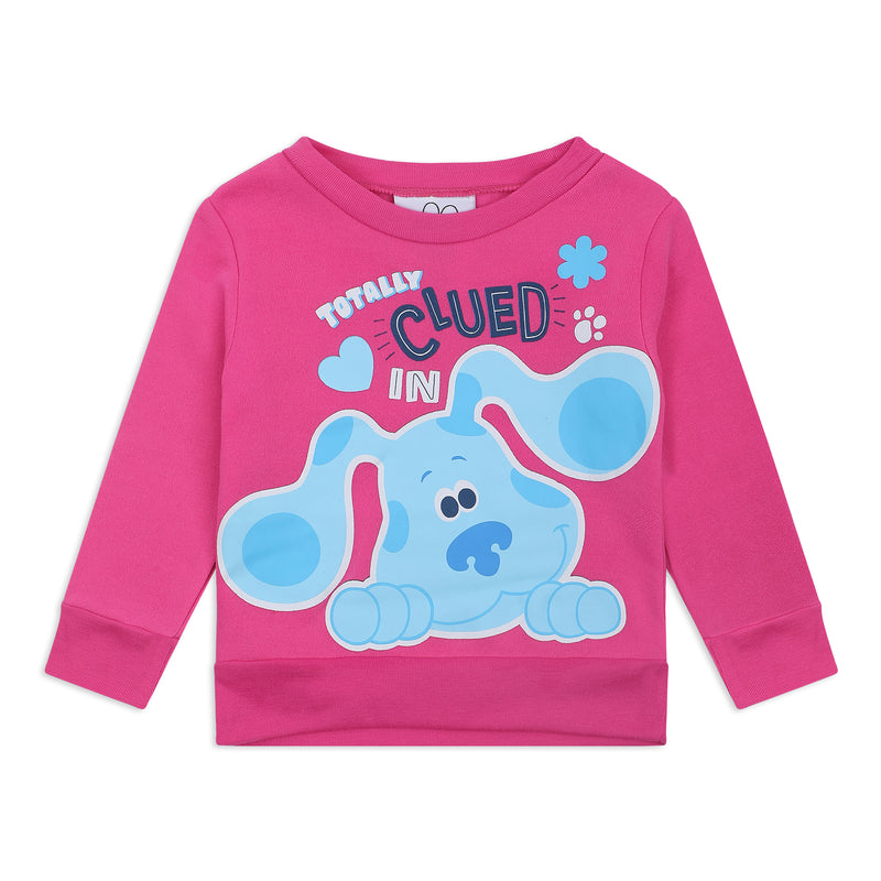 Nickelodeon Blue’s Clues & You Girls’ Long Sleeve Shirt and Jogger Pant Set for Infant and Toddler – Navy/Pink