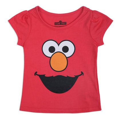 Sesame Street Girls 3 Pack T-Shirts for Infant and Toddler – Red/Pink/Grey