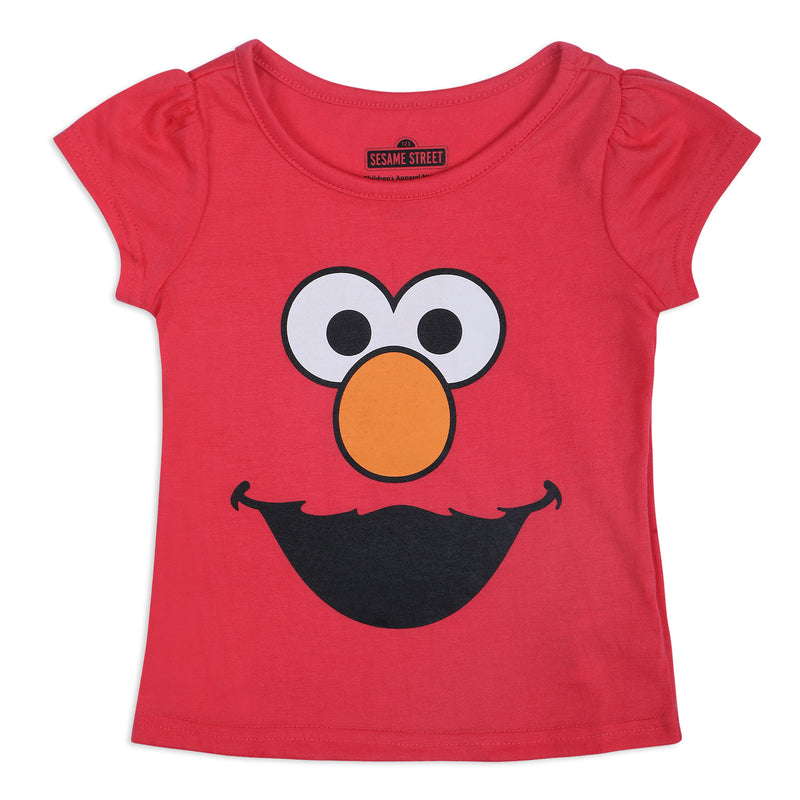 Sesame Street Girls 3 Pack T-Shirts for Infant and Toddler – Red/Pink/Grey