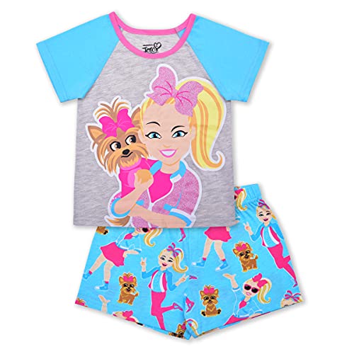 Nickelodeon Jojo Siwa Girls’ T-Shirt and Short Set for Toddler and Little Kids – Blue/Grey