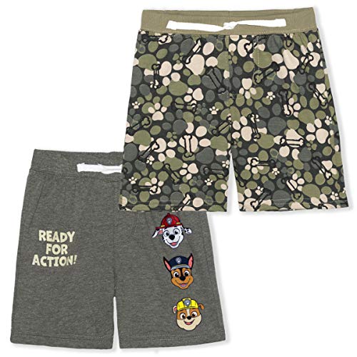 Nickelodeon 2 Pack Shorts Set for Boys, Paw Patrol Kids Short Pants, Olive and Gray