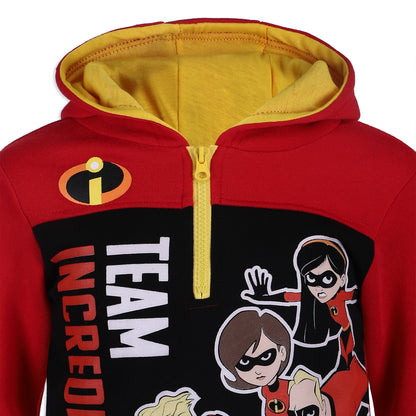 Disney The Incredibles Boys Half Zip Up Hoodie for Toddler and Little Kids – Red