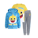 Nickelodeon’s Baby Shark Zip Up Hoodie, Shirt and Jogger Pant Bundle for Boys