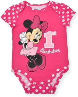 Disney Minnie Mouse Girls’ First Birthday Bodysuit for Infant – Pink