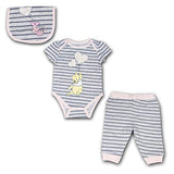 Disney Winnie the Pooh Girls’ Bodysuit, Jogger and Bib Set for Newborn – Grey