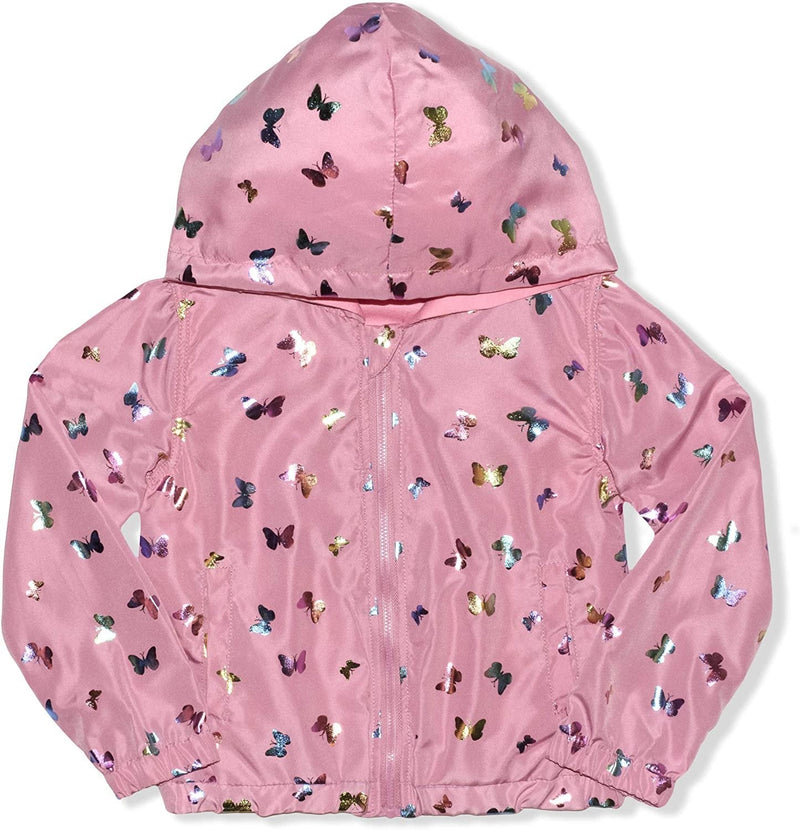 Young Hearts Girls’ Zip Up Windbreaker Jacket for Little Kids – Pink or Green