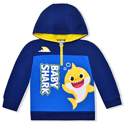 Nickelodeon Baby Shark Boys Half Zip Up Pullover Hoodie for Toddler – Navy/Yellow