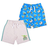 Star Wars Baby Yoda Boys 2 Pack Shorts with Drawstring for Infant, Toddler and Little Kids – Blue/Grey