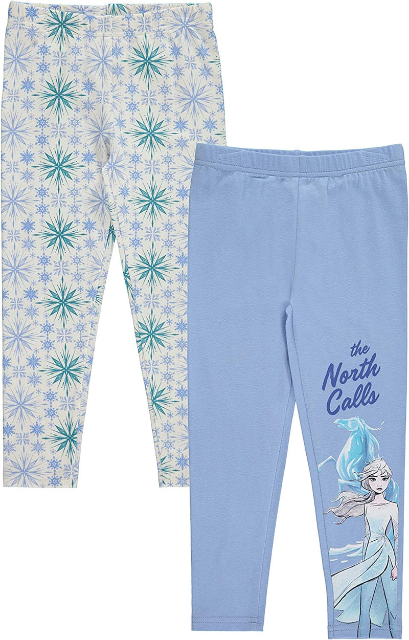 Disney Frozen Girls’ Elsa 2 Pack Leggings for Little Kids – Blue/Beige