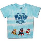 Nickelodeon Paw Patrol Boy's Short Sleeve Tee Shirt, Crewneck with Tie Dye Print, Blue