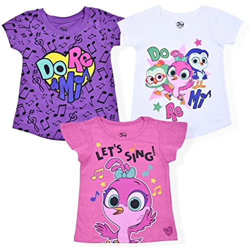 Amazon Studios Girl's 3 Pack Do Re Mi Short Sleeves Tee Shirt Set, Pink/White/Purple