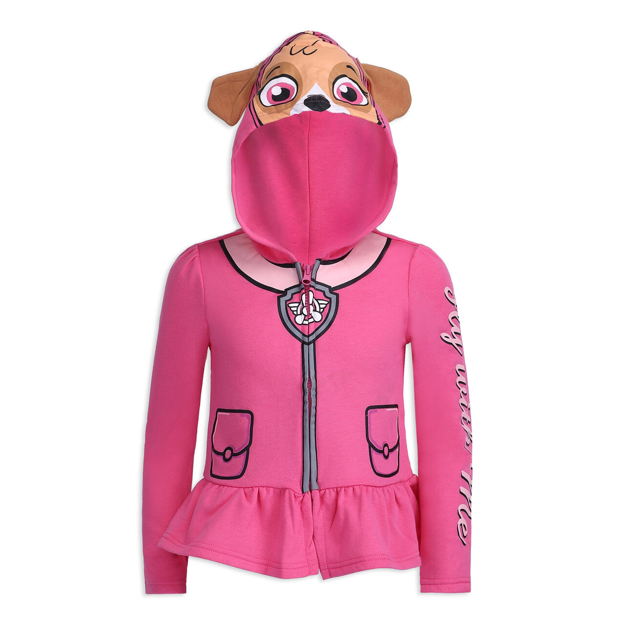 Nickelodeon Paw Patrol Girls’ Skye Zip Up Hoodie Costume for Toddler and Little Kids – Pink