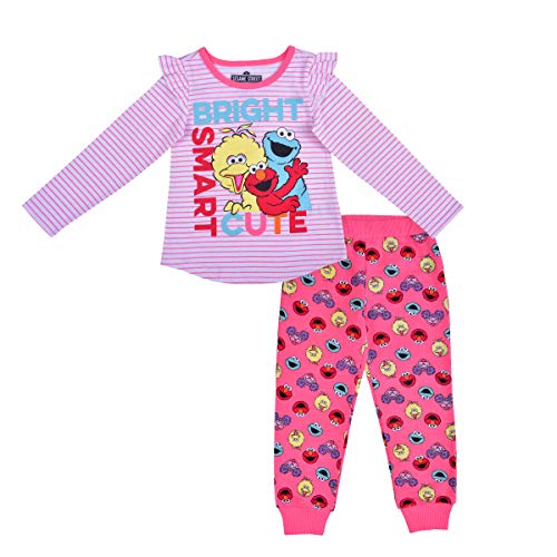 Sesame Street Jogger Set for Girls, Baby to Toddler Long Sleeve Tee and Jog Pants Set, Pink