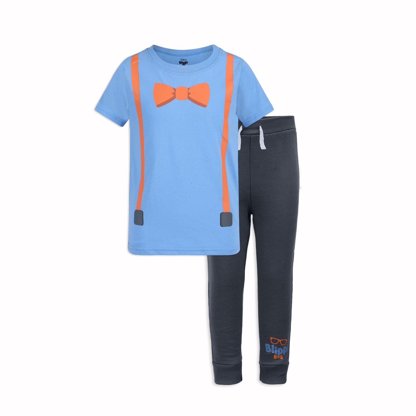 Blippi Boys Short Sleeve T-Shirt and Jogger Pants Set for Toddler and Little Kids – Blue/Grey