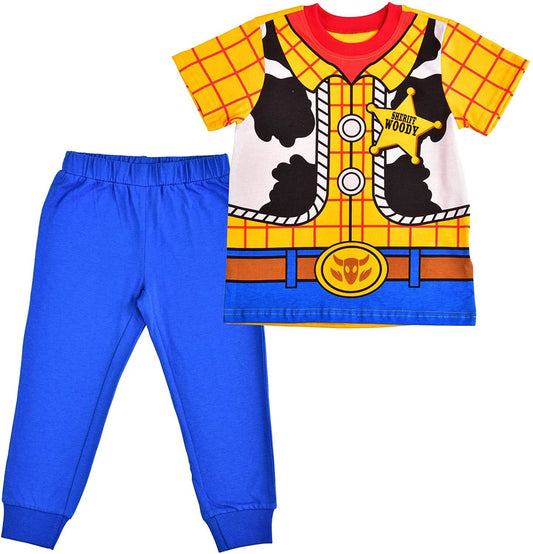 Disney Toy Story Boys’ T-Shirt and Jogger Set for Toddler and Little Kids – Blue/Yellow or Green/Grey