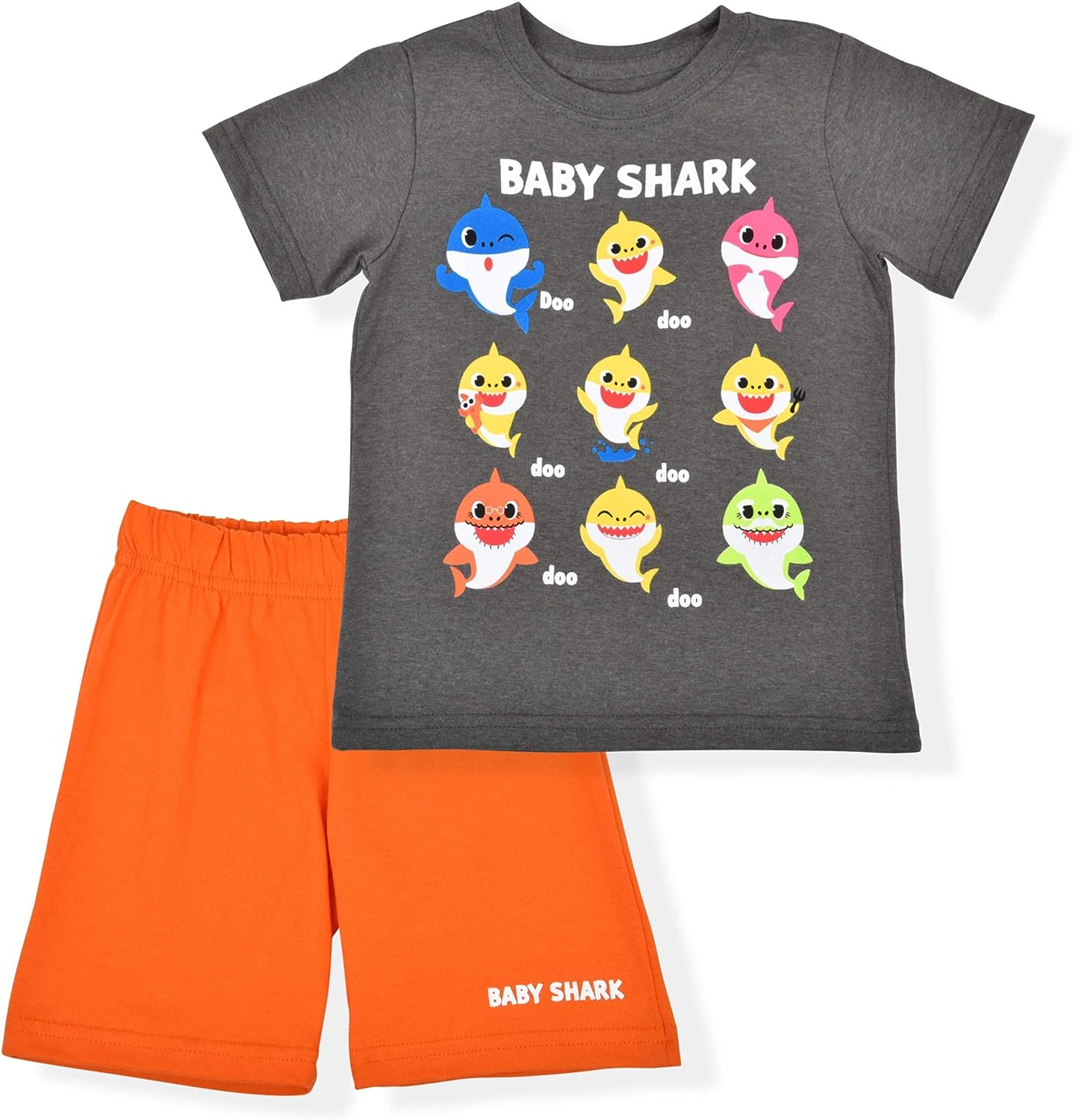 Nickelodeon Baby Shark T-Shirt and Short Set for Toddler Boys ? Blue/Black or Grey/Blue or Grey/Orange or Grey/Black