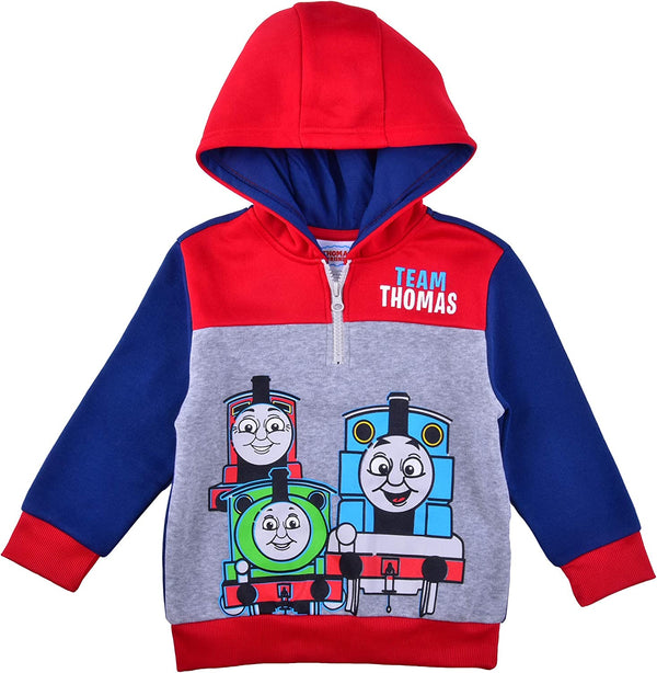 Thomas and Friends Thomas, James and Percy Boys’ Half Zip Up Hoodie for Toddler and Little Kids – Blue/Navy/Red