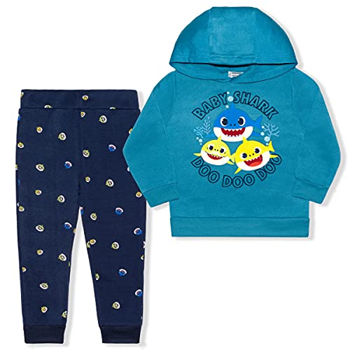 Nickelodeon Baby Shark Boys’ Hooded Sweatshirt and Jogger Set for Toddler – Blue/Navy or Blue/Grey or Black/Grey