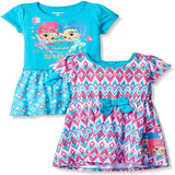 Nickelodeon Shimmer and Shine Girls 2 Pack Dress for Toddlers– Pink/Blue