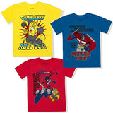 Hasbro Transformers Boys 3 Pack Short Sleeve T-Shirts for Little Kids – Blue/Yellow/Red