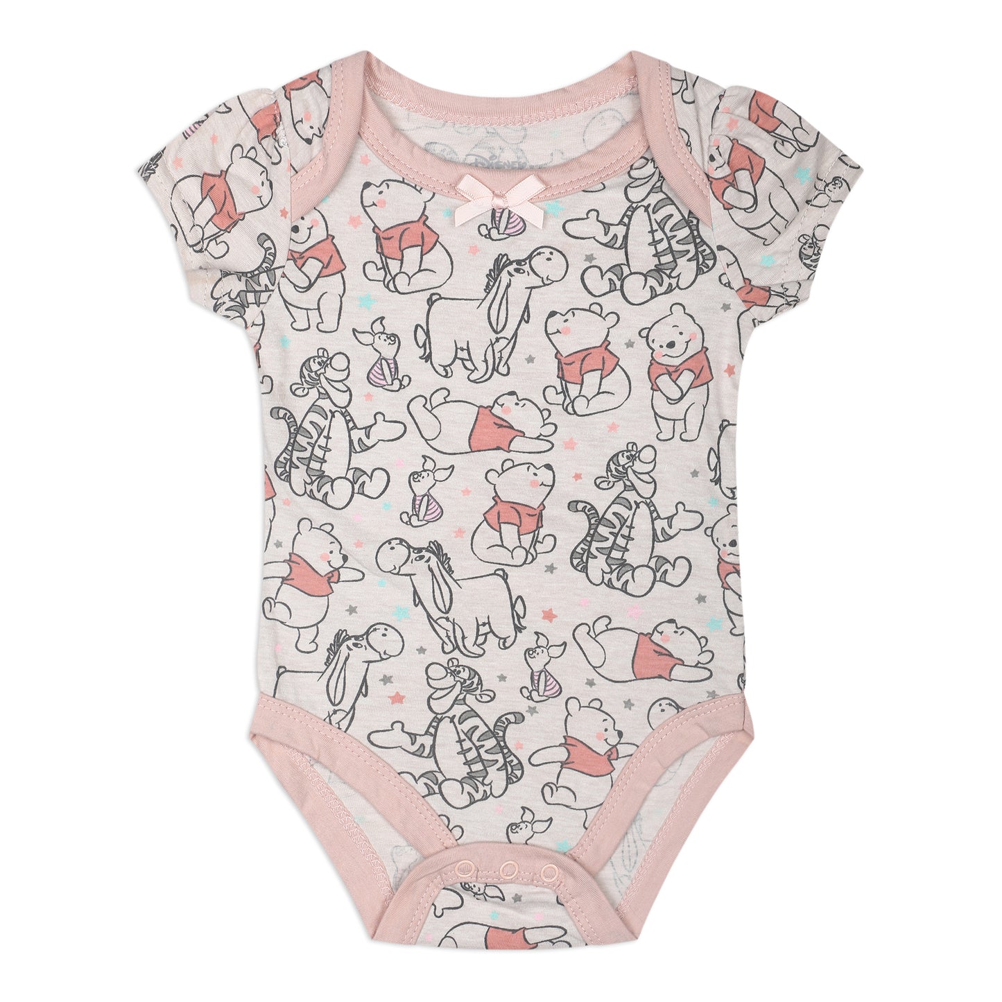 Disney Girls’ Dumbo, Princess Or Winnie The Pooh 3 Pack Bodysuit for Newborn – Pink/Grey or Pink/Green/Grey or Pink/Beige