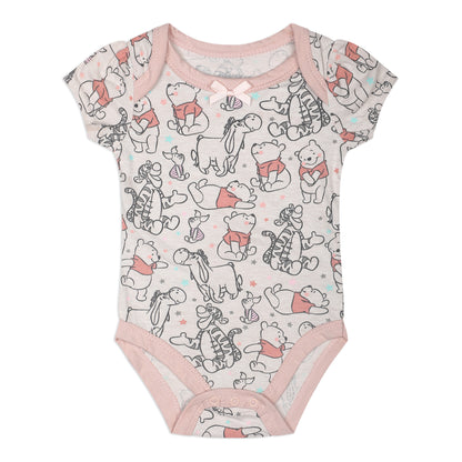 Disney Girls’ Dumbo, Princess Or Winnie The Pooh 3 Pack Bodysuit for Newborn – Pink/Grey or Pink/Green/Grey or Pink/Beige