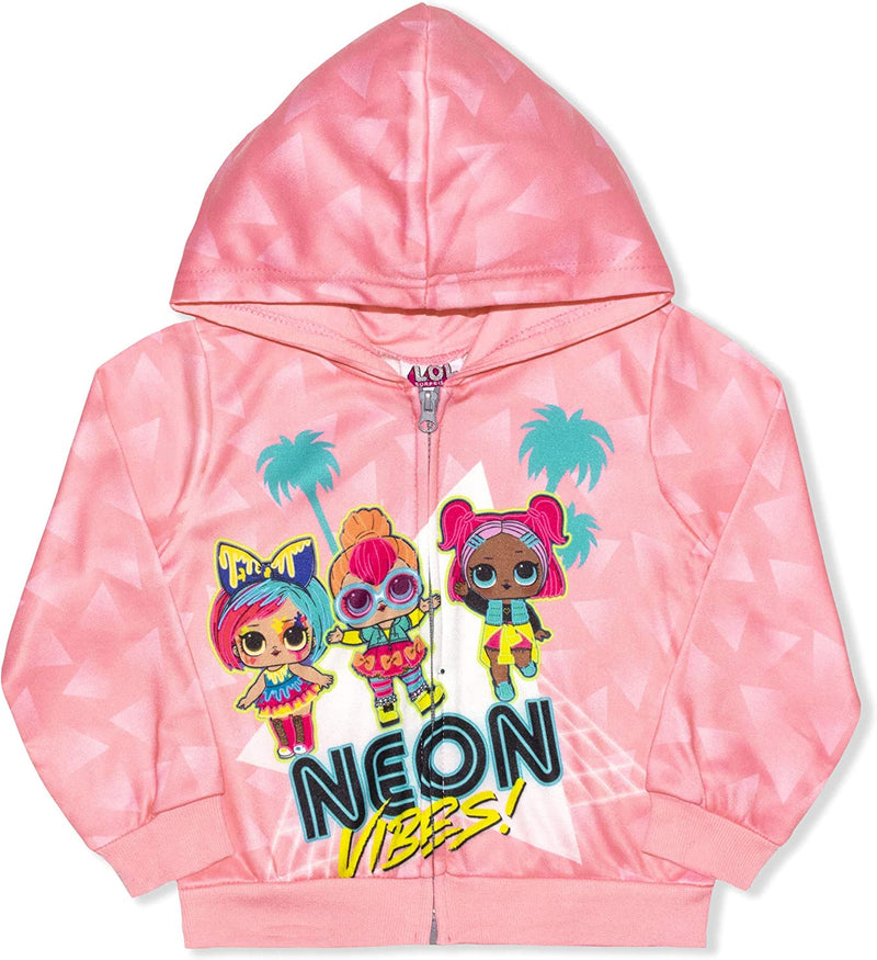 L.O.L. Surprise! Dolls Girls’ Zip Up Hoodie for Little and Big Girls – Blue/Pink