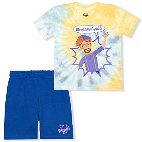 Blippi Boys’ T-Shirt and Shorts Set for Toddler Boys – Yellow/Blue