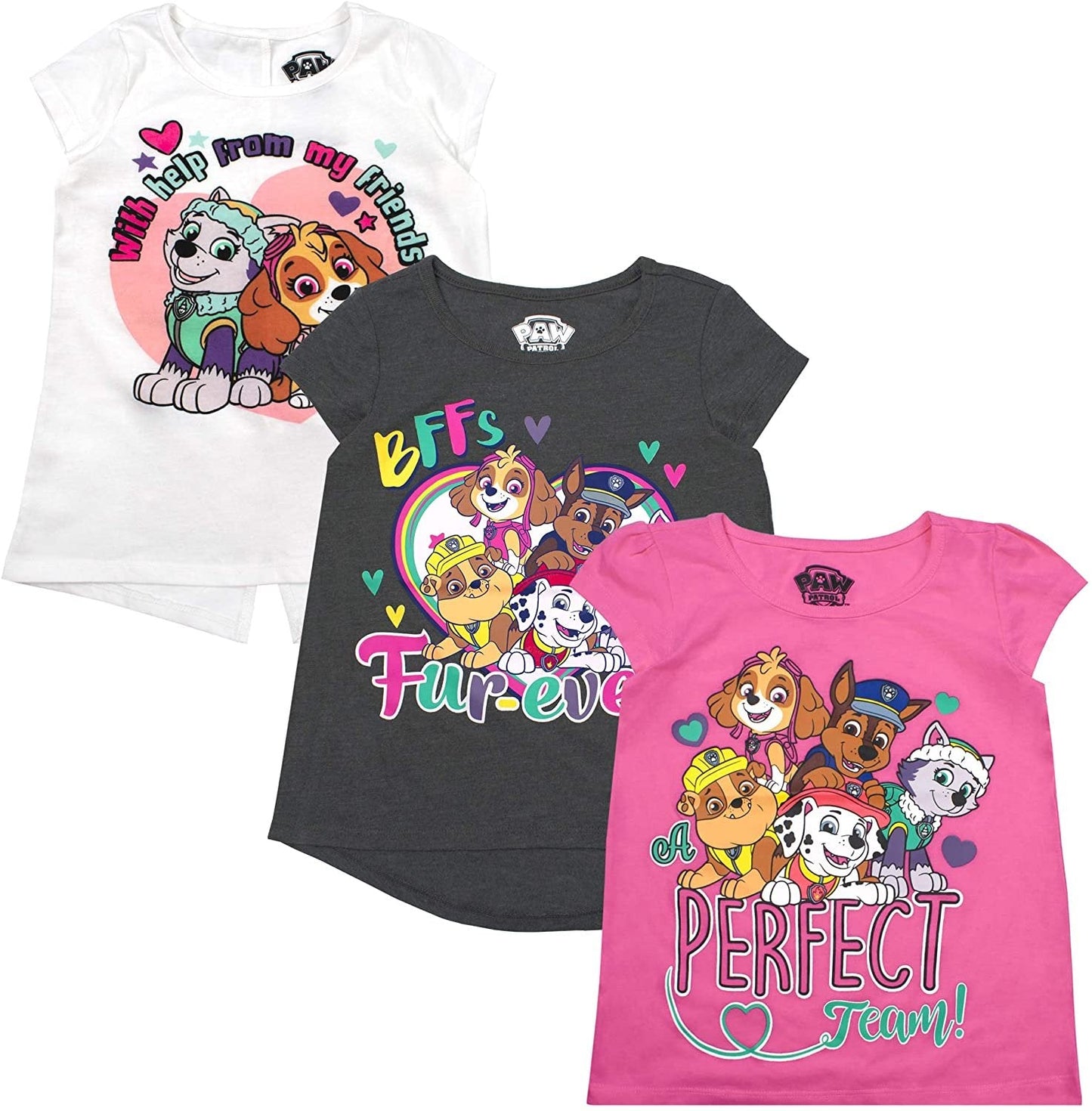 Nickelodeon Paw Patrol Girls and Toddlers 3-Pack T-Shirts