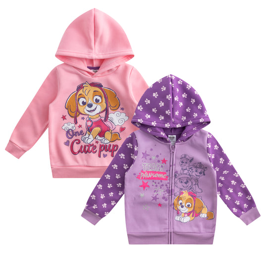 Nickelodeon Girls' Paw Patrol 2 Pack Hoodies, Purple