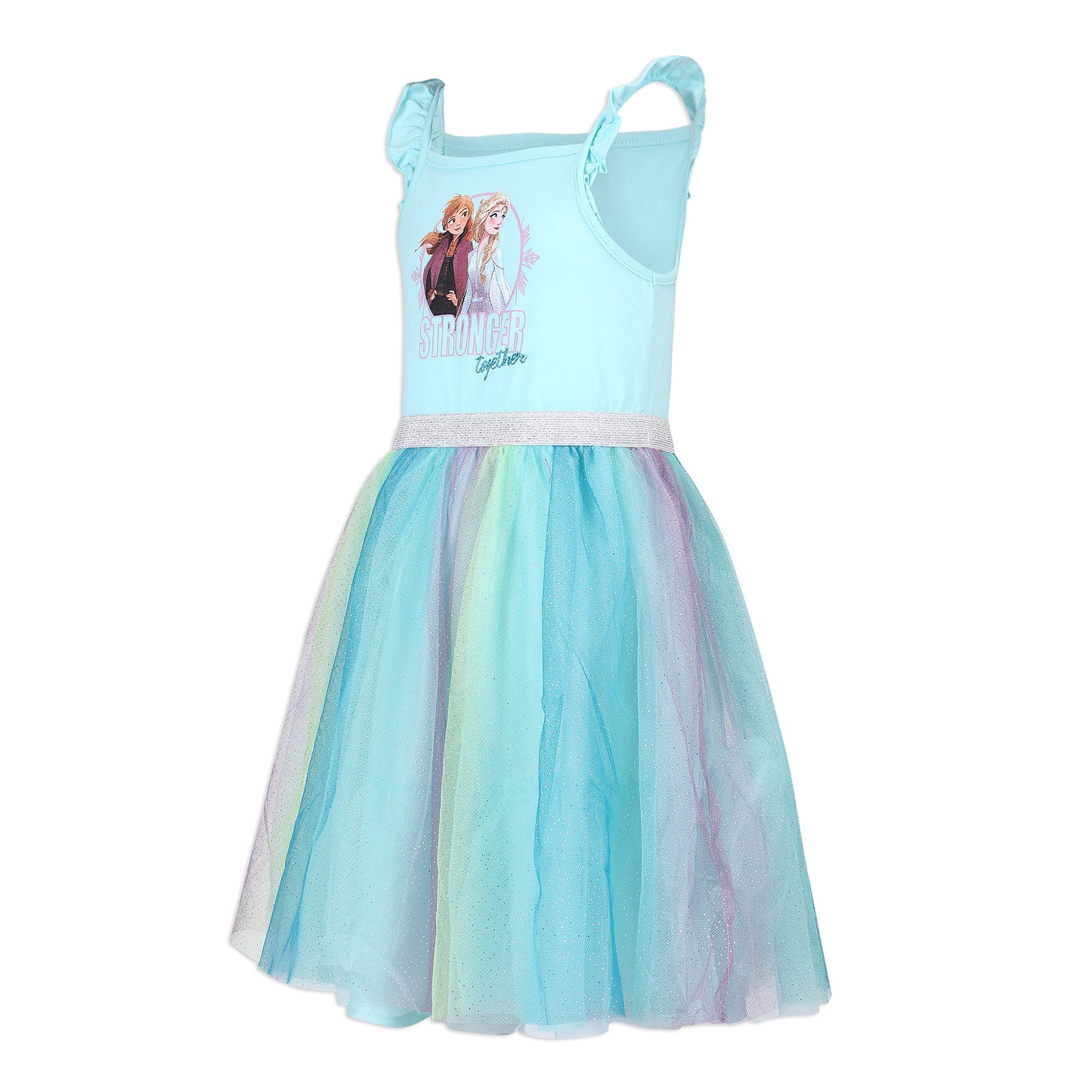 Disney Frozen Elsa and Anna Girls’ Sleeveless Dress Tutu and 4 Ponytail Hair Ties for Little Kids - Blue