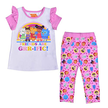 Fred Rogers Daniel Tiger Girls’ T-Shirt and Legging Set for Toddler – Pink/White