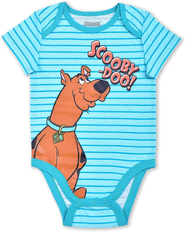 WARNER BROS Scooby-Doo Boys? 4 Pack Bodysuit for Newborn and Infant ? Blue/Grey