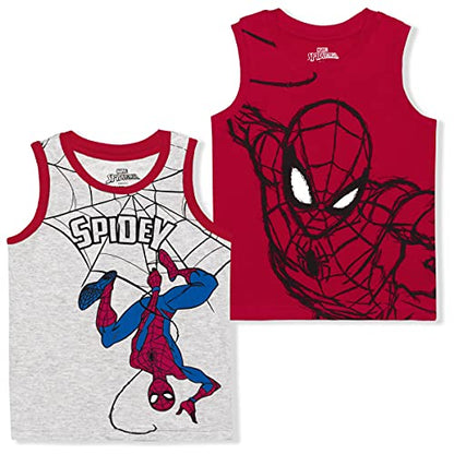 Marvel Spiderman Boys 2 Pack Tank Top for Little Kids – Red/Grey