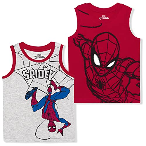 Marvel Spiderman Boys 2 Pack Tank Top for Little Kids – Red/Grey