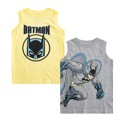 DC Comics Batman Boys’ 2 Pack Tank Top for Toddler and Little Boys’ – Yellow/Grey