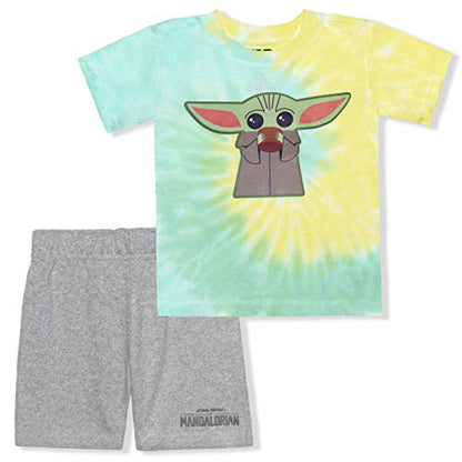 Star Wars Baby Yoda Boys’ T-Shirt and Short Set for Toddler and Little Kids – Multicolor