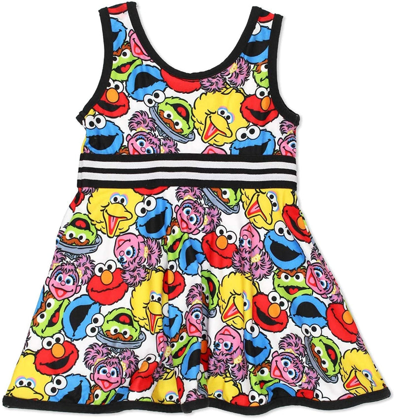 Sesame Street Girls Dress with Panties for Infant and Toddler - White/Multicolor