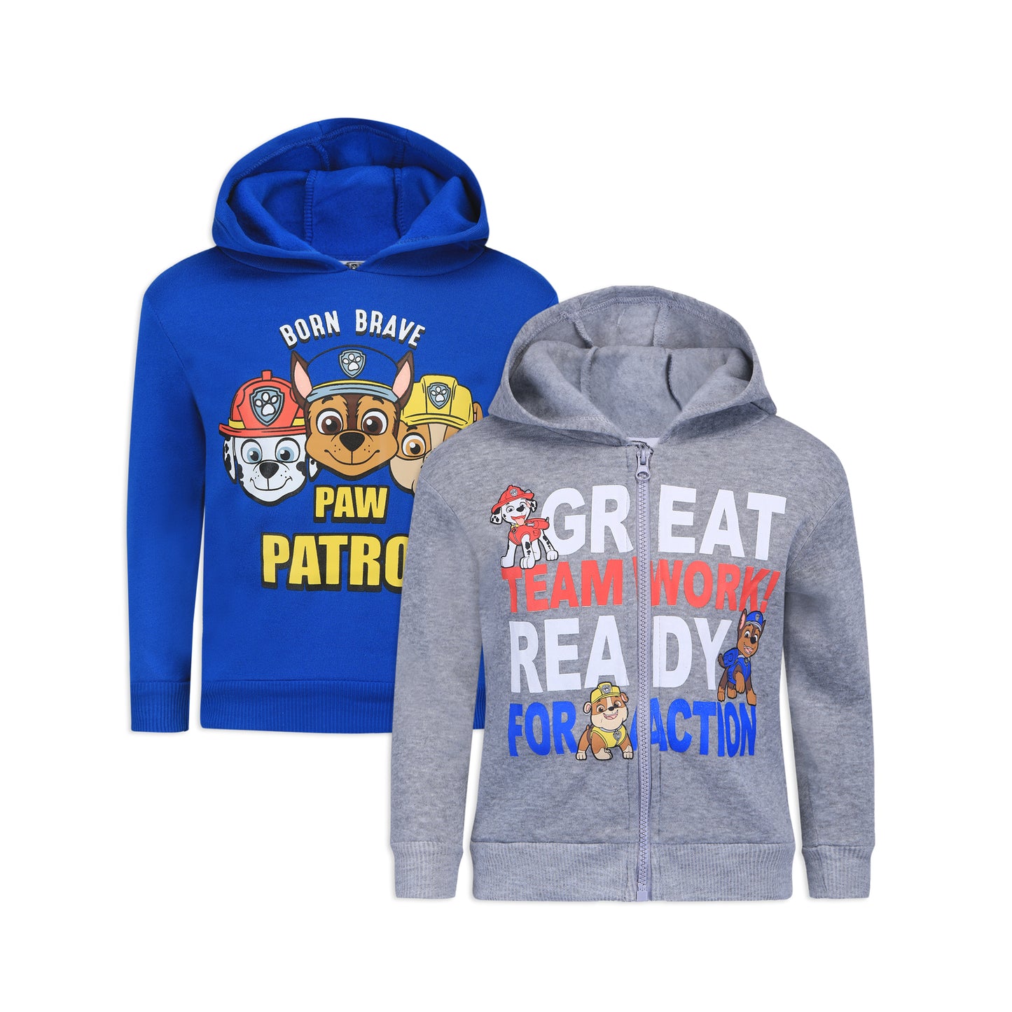 Nickelodeon Paw Patrol Boys' 2 Pack Hooded Sweatshirt for Toddler and Little Kids – Navy/Grey or Navy/White