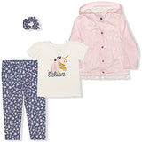 Nannette Girls’ Shirt, Jacket, Legging Pants and Scrunchie Set for Toddler and Little Kids