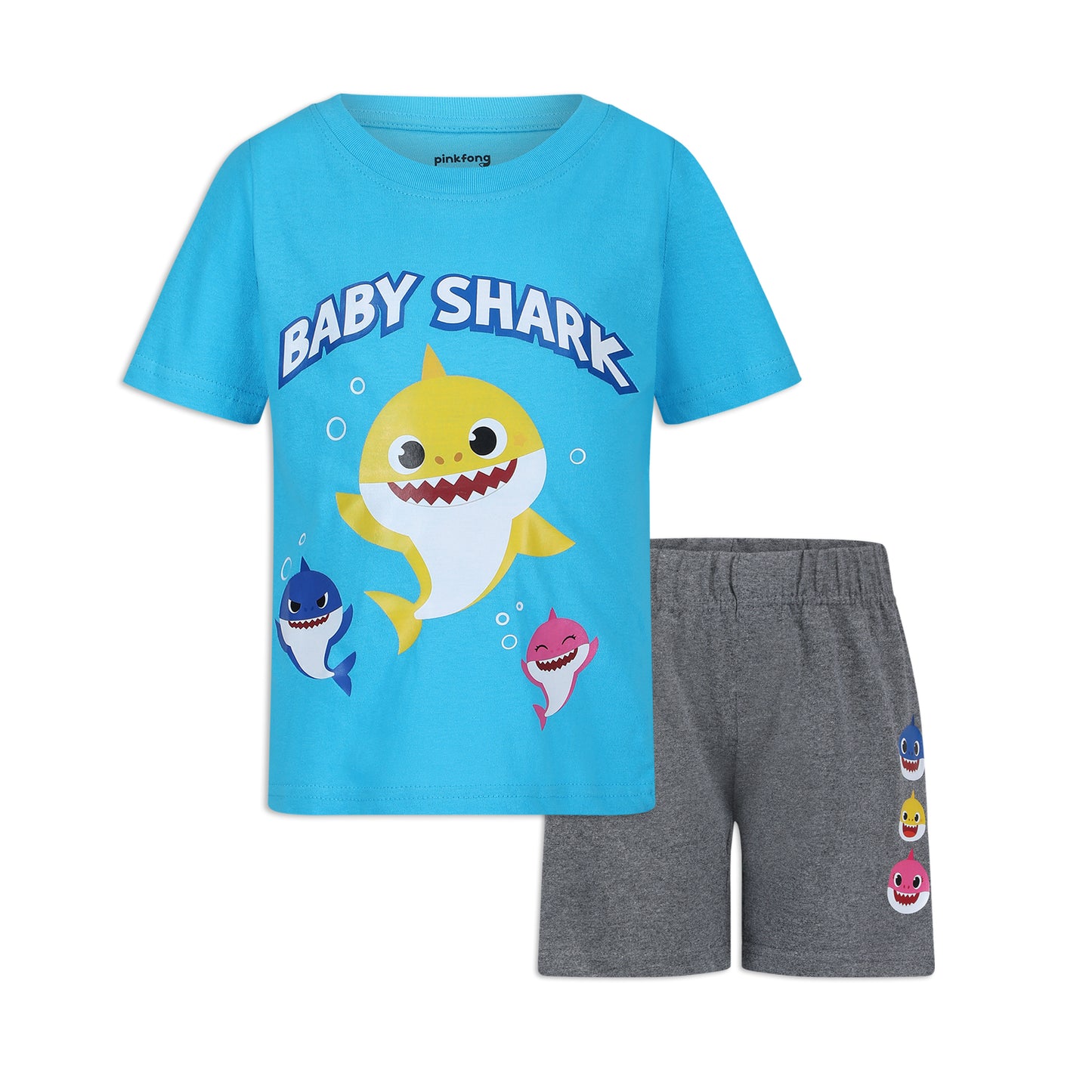 Nickelodeon Baby Shark T-Shirt and Short Set for Toddler Boys – Blue/Black or Grey/Blue or Grey/Orange or Grey/Black