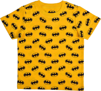 BATMAN Boys? T-Shirt and Jogger Pants Set for Toddler and Little Kids ? Yellow/Black/Grey