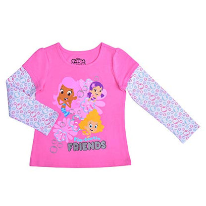 Nickelodeon Bubble Guppies Girls Long Sleeve T-Shirt for Toddler and Little Kids - Pink