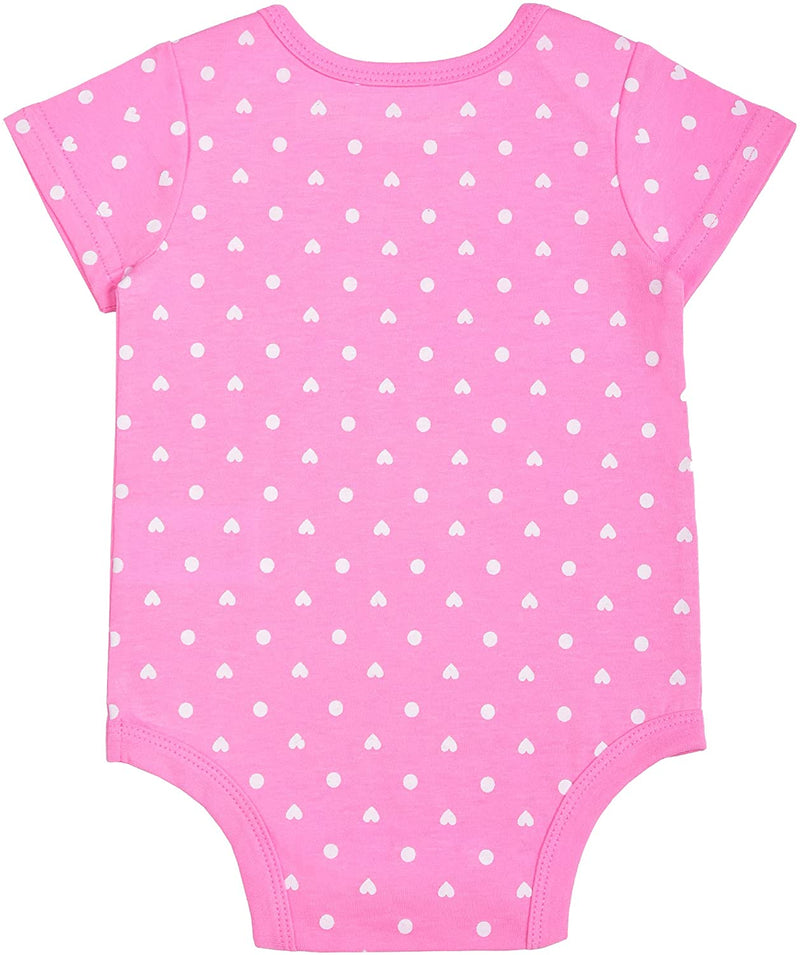 Young Hearts Girl's Name Printed Short Sleeve Polka Dot Creeper - Pink,