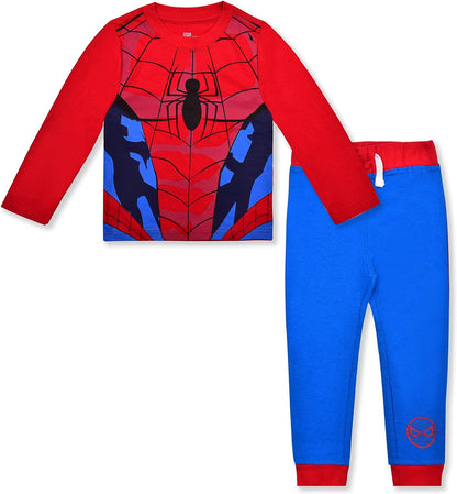 Marvel Spiderman Boys? Long Sleeve Shirt and Jogger Pant Set for Toddlers ? Red/Blue