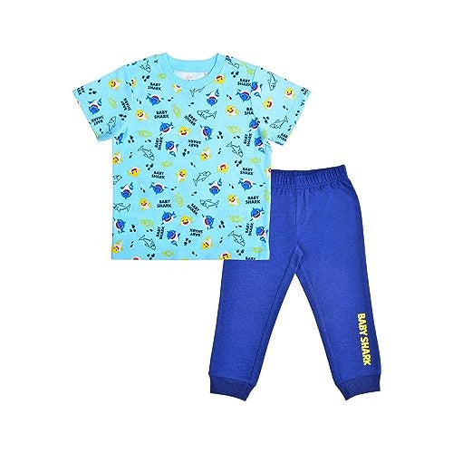 Nickelodeon Baby Shark Boys T-Shirt and Jogger Set for Toddler ? Blue/Grey